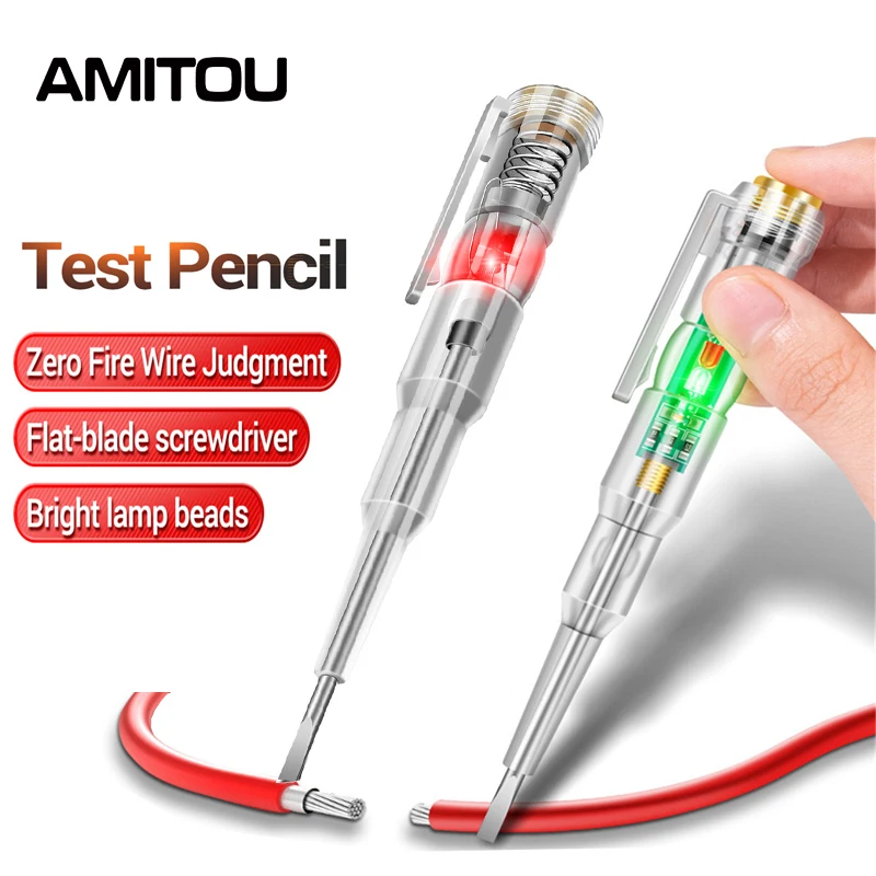 

AMITOU Voltage Tester Pen Non-contact Induction Screwdriver Probe Zero Fire Wire Tester Circuit Indicator Electrician Tools