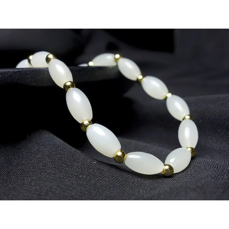 Натуральный белый нефритовый браслет Hetian Модный Универсальный Мужской и женский