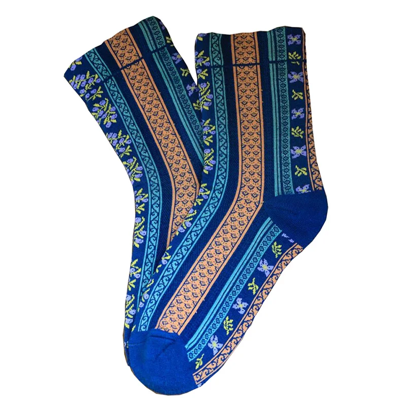 5 Pairs Ethnic Style Long Socks Women Fashion Cycling Cotton Winter Socks Cute Print Foot Cover Sexy Japan Designer Socks Woman