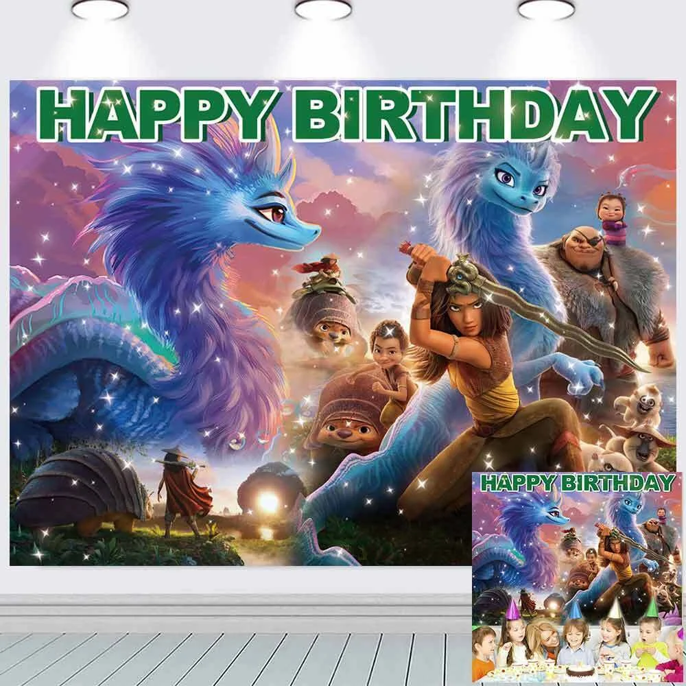 

Disney Custom Child Backdrop Brave Raya and The Last Dragon Kids Birthday Party Background Decor Baby Shower Photocall Banner