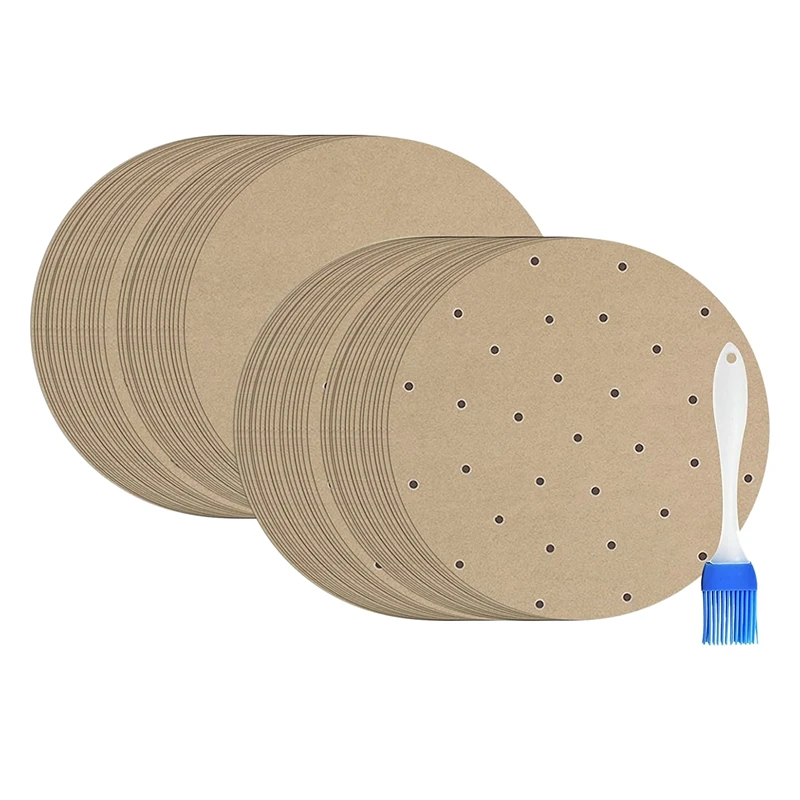 

201 Pcs 9 Inch Air Fryer Liner Set Wood Pulp Paper Wood Pulp Paper Round Steamer Paper For Air Fryer Steaming Basket