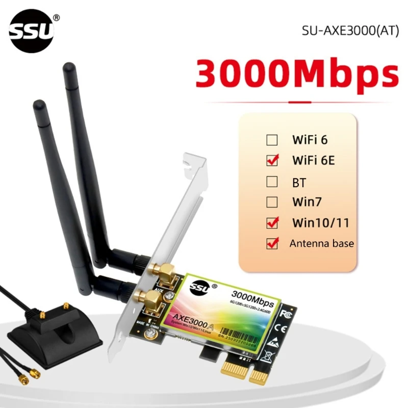 

Беспроводная карта памяти 5374 Мбит/с WiFi6E PCIe