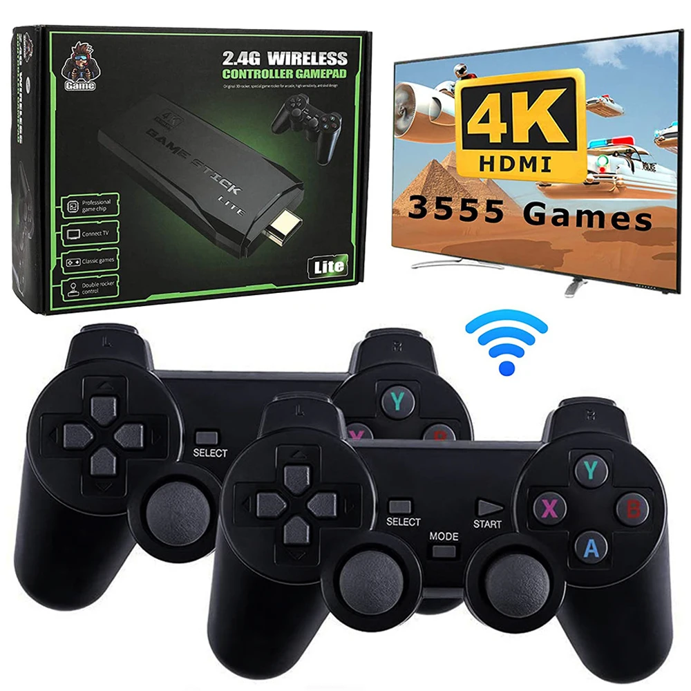 Video Game Console 2.4G Wireless Controller Game Stick 4K 10000 Games 64GB Retro handheld Game Console For PS1/GBA Kid Xmas