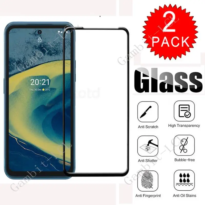 

2PCS 9H HD For Nokia XR20 6.67" Screen Protector Full Glue Tempered Glass Protective Cover Film On NokiaXR20 TA-1368, TA-1362