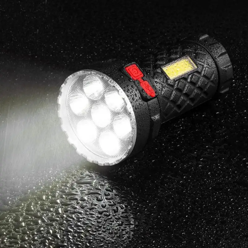 

7LED Flashlight Remote Bright Flashlight USB Recharge With Floodlight Side Light High Brightness Outdoor COB Lighting Flashlight
