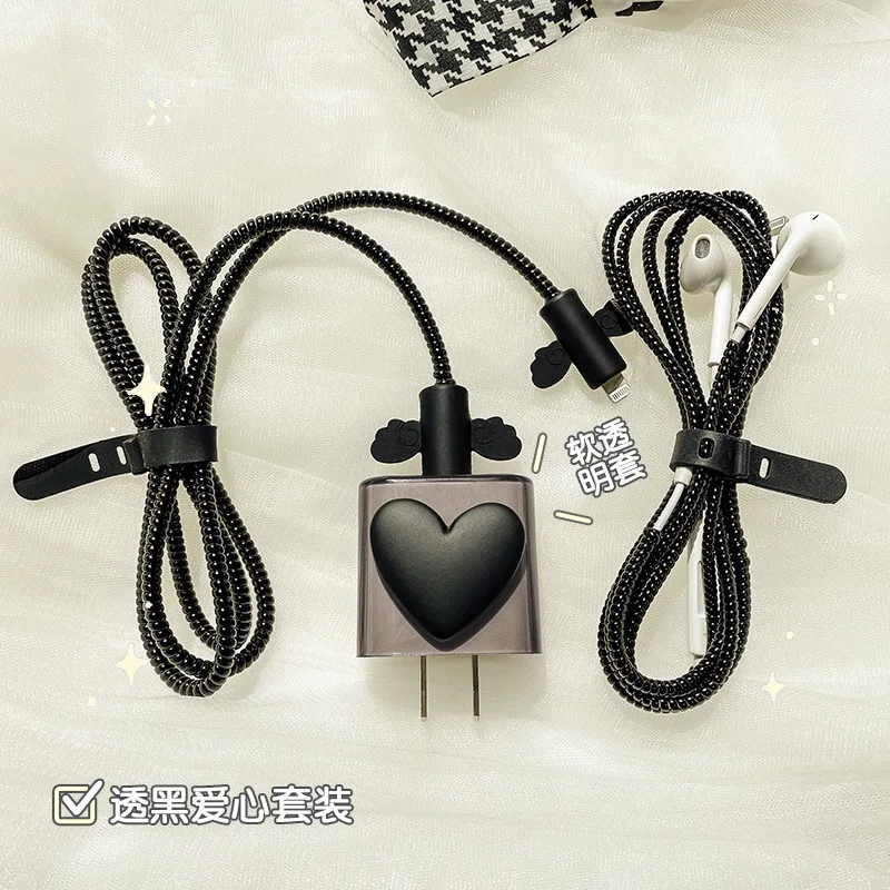 

Girls Cable Protectors Set For iPhone 12 13Pro Fast Charging Protector USB Data Cable Line Protection Sprial Cable Protective