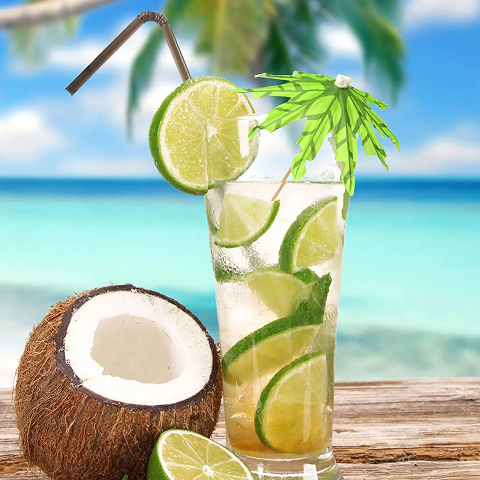 50 шт. бумажные зонтики из пальмы зубочистки Коктейльные Палочки зонтик для лета