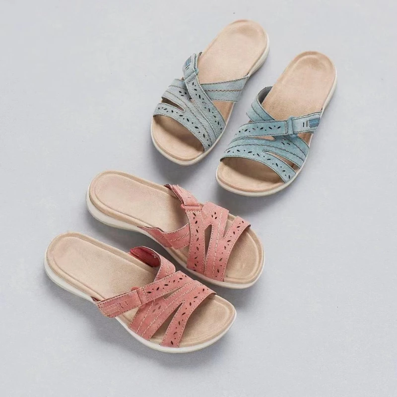 

ThickSole Comfortable Carved Ladies Slippers 2022 Ladies Summer Ladies Shoes Low Heel Ladies Outdoor Casual Fashion Ladies Shoes