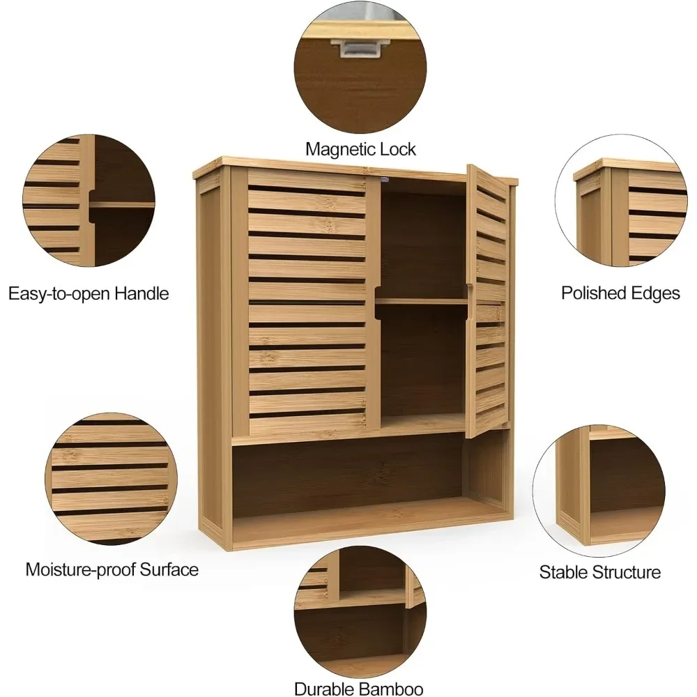 Шкаф для хранения стен из бамбука полка с 3 уровнями