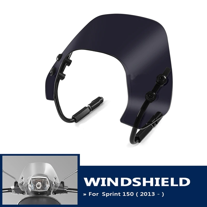 Enlarge Windshield Deflector Protector Wind Screen For Piaggio Vespa Sprint 150 2013-2022 Smoked
