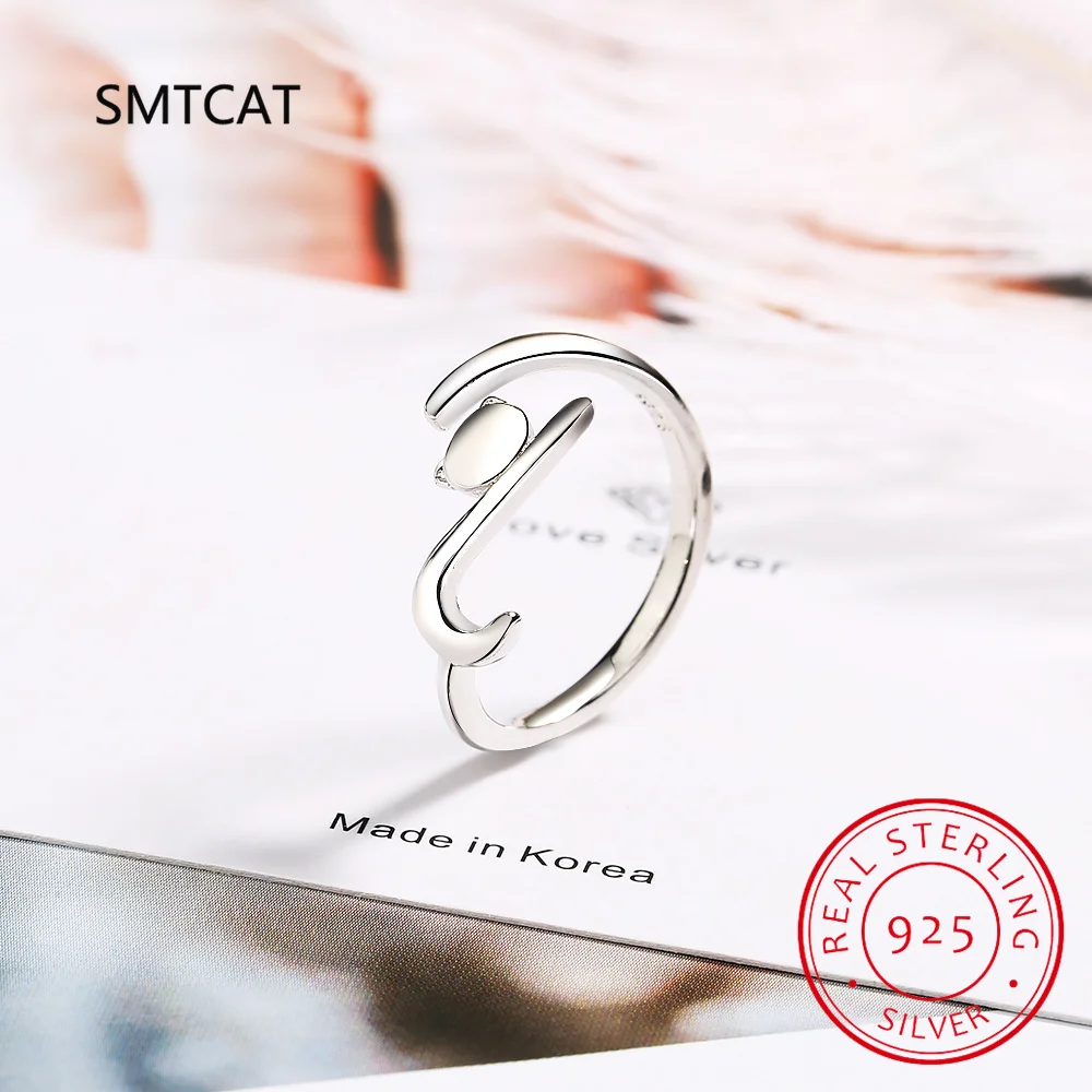 Женское серебряное кольцо с длинным хвостом регулируемое обручальное