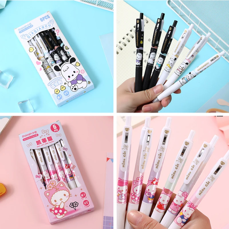 

New 4pcs Sanrio Gel Pen Student Writing Signature Neutral Pen Roller Ball Pen School Office Supplies Stationery Childrens Gifts