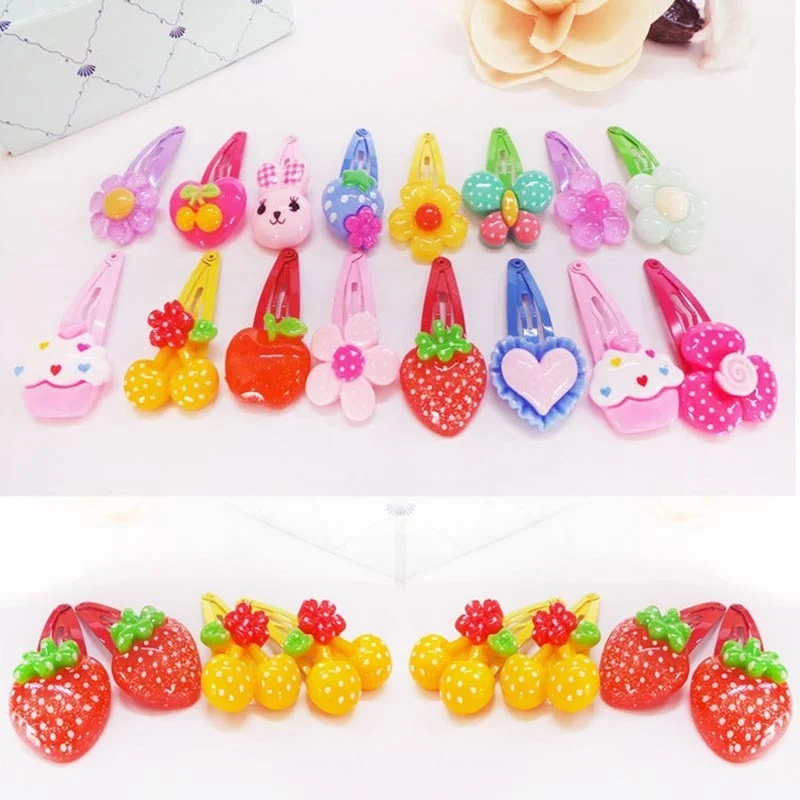 

High 5/10Pcs/Lot Cartoon Kids Hair Pins Baby Infant Flower Clips Girls Lovely Hairpins Hair Accessories Random Color