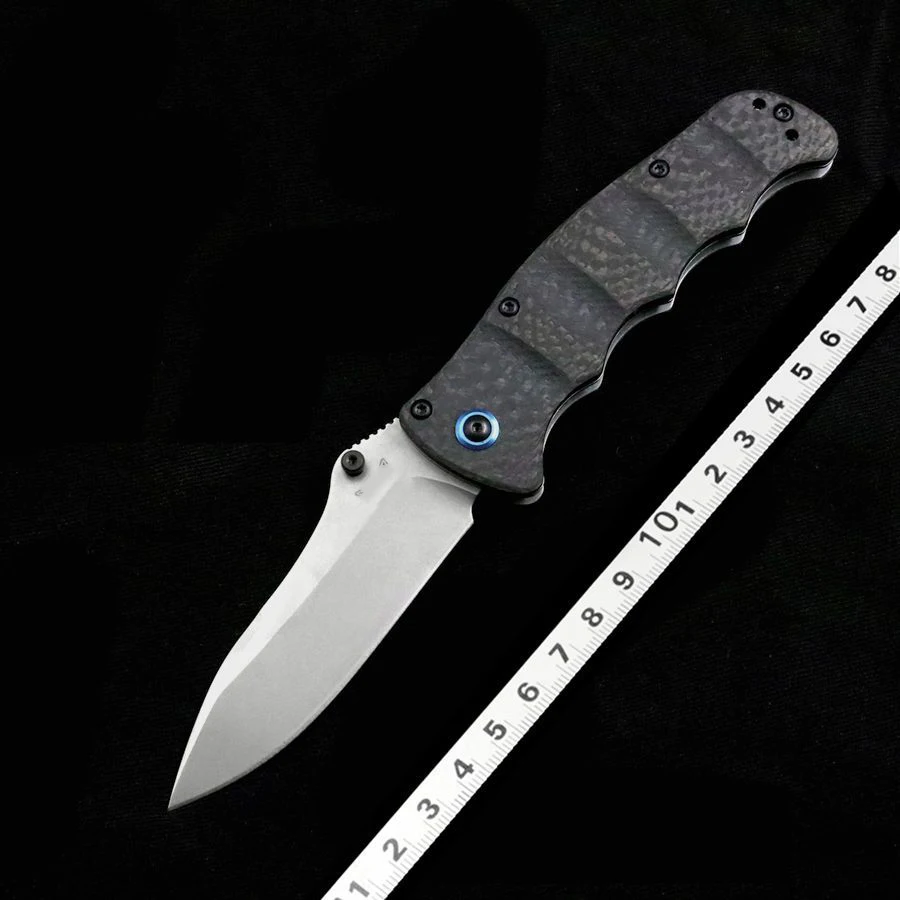 M390 Blade BM 484 Tactical Folding Knife Stone Washing Carbon Fiber Handle Wilderness Survival Safety Pocket Knives