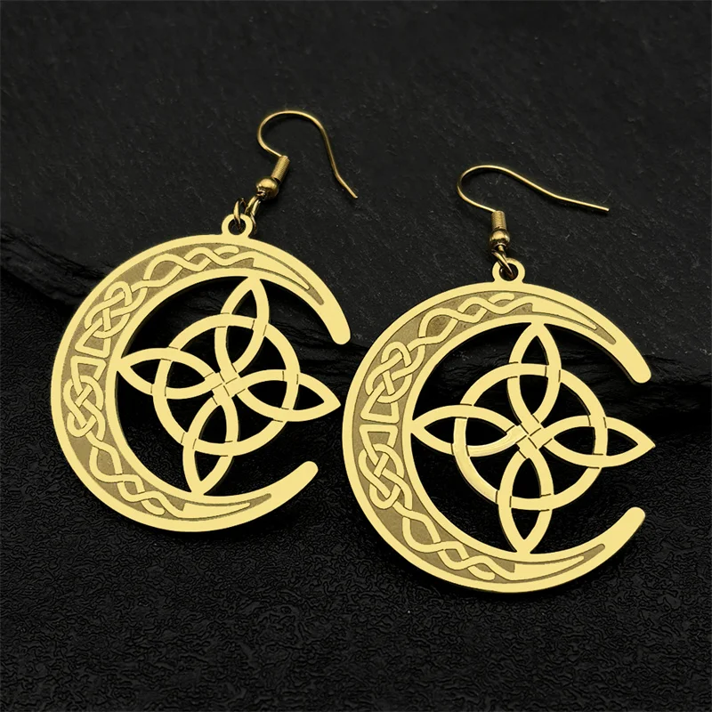 Женские Серьги-гвоздики Из Нержавеющей Стали С Кельтским Узлом Дизайн Луны И