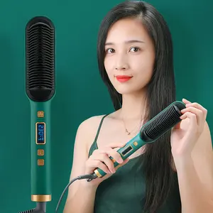 2 In 1 Electric Professional Negative Ion Hair Straightener Brush Curling Comb with Lcd Display Hair in Pakistan