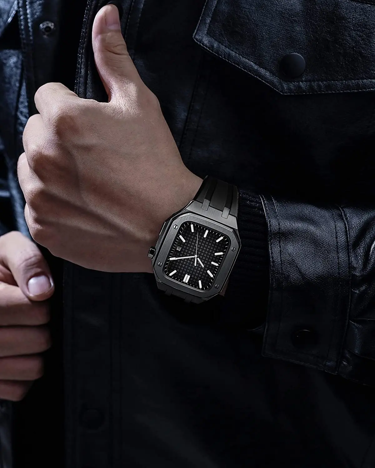 Modification Kit Strap+Case For Apple Watch Band 45mm 44mm 42mm Retrofit Rubber Bracelet Wristband For iWatch 7 5 4 3 SE Belt enlarge