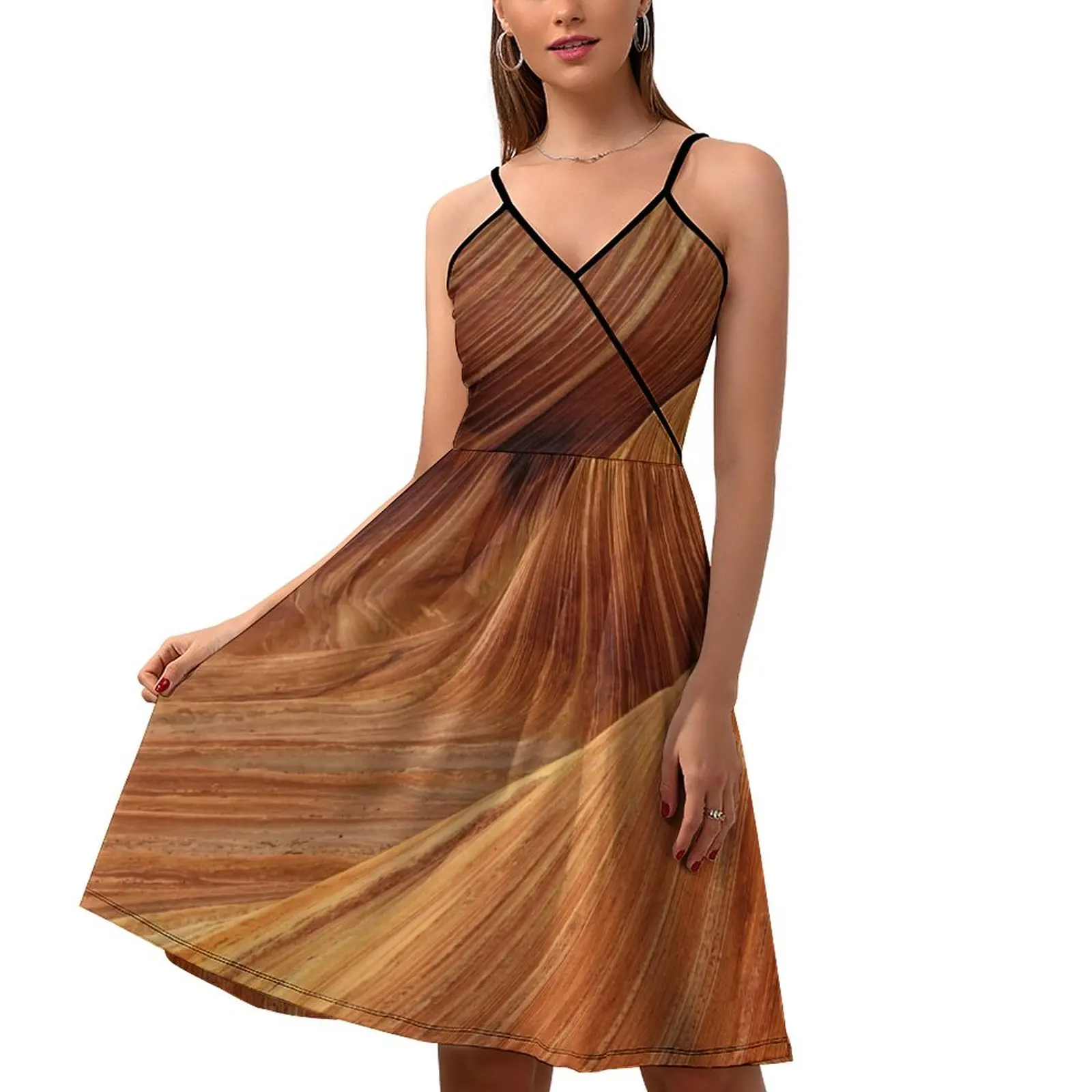 

Платье женское повседневное на тонких бретельках, с принтом сахара