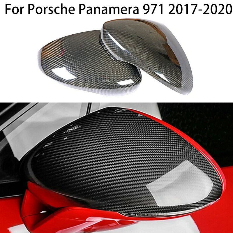 

2pcs Real Carbon Fiber Rearview Mirror Cover For Porsche Panamera 971 2017-2020 Car Exterior Door Side Rear View Cap