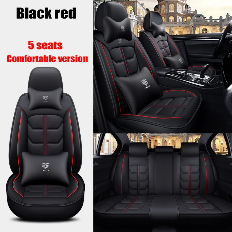 

WZBWZX Leather Universal 5 Seats Car Seat Covers Full Coverage For Volkswagen Golf Lavida Sagitar Civic Accessories Protector
