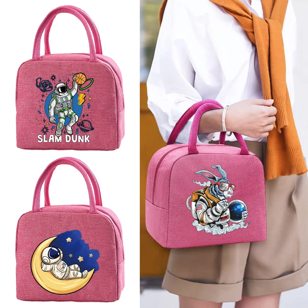 

Изолированная обеденная сумка, женская сумка-холодильник для пикника, портативная Термосумка для ланча с принтом астронавта, детская школь...