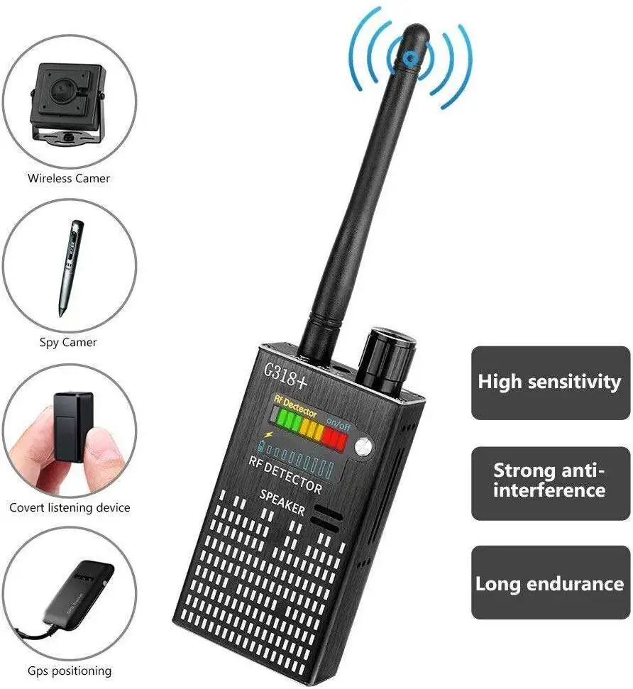 G318 Radio Scanner Wireless Signal Device Finder Multi-function Detector RF Ssignal Tracker Anti-Spy Anti Candid Camera Detector