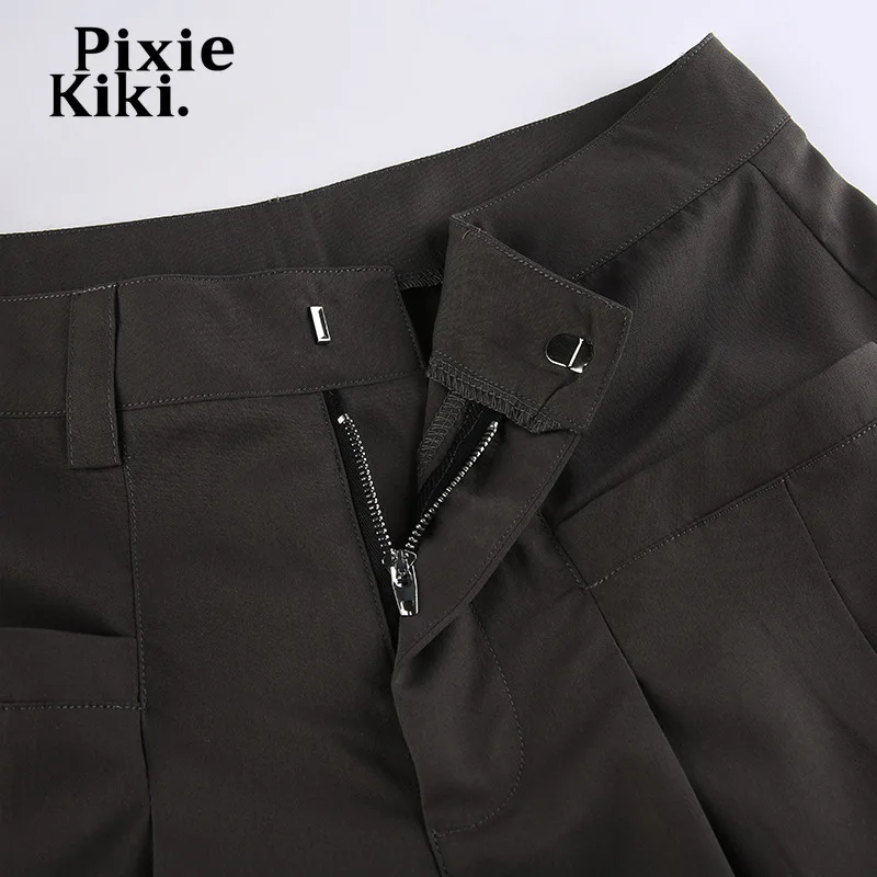 PixieKiki уличная одежда широкие брюки мешковатые женские модные 2023 серые свободные