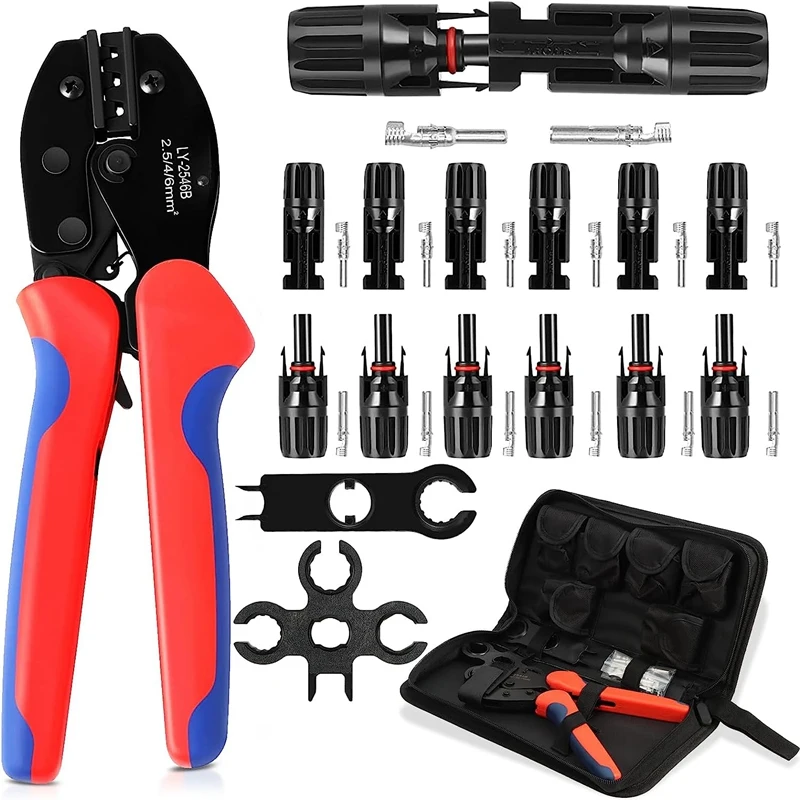 

Solar Crimping Pliers Crimp Kit For 2.5/4/6Mm² Solar Panel PV Cable, 6 Pairs Of Male/Female Solar Plug