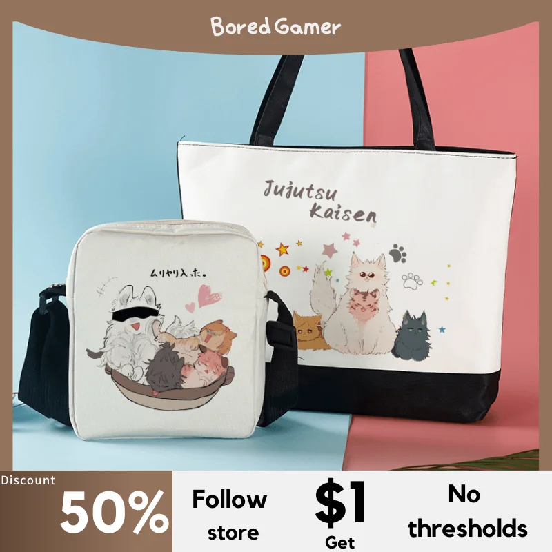 

Anime Jujutsu Kaisen Cosplay Canvas Unisex Student Shoulder Bag Messenger Crossbody Shopping Fashion Daily Gifts