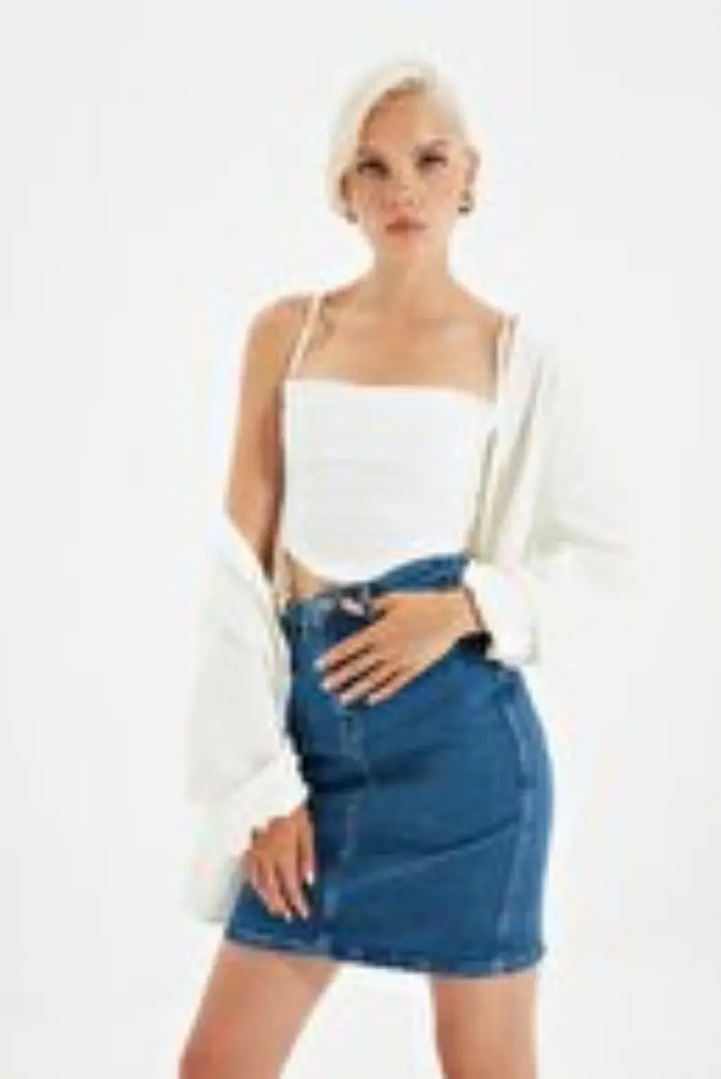 

Blue Basic Mini Denim skirt