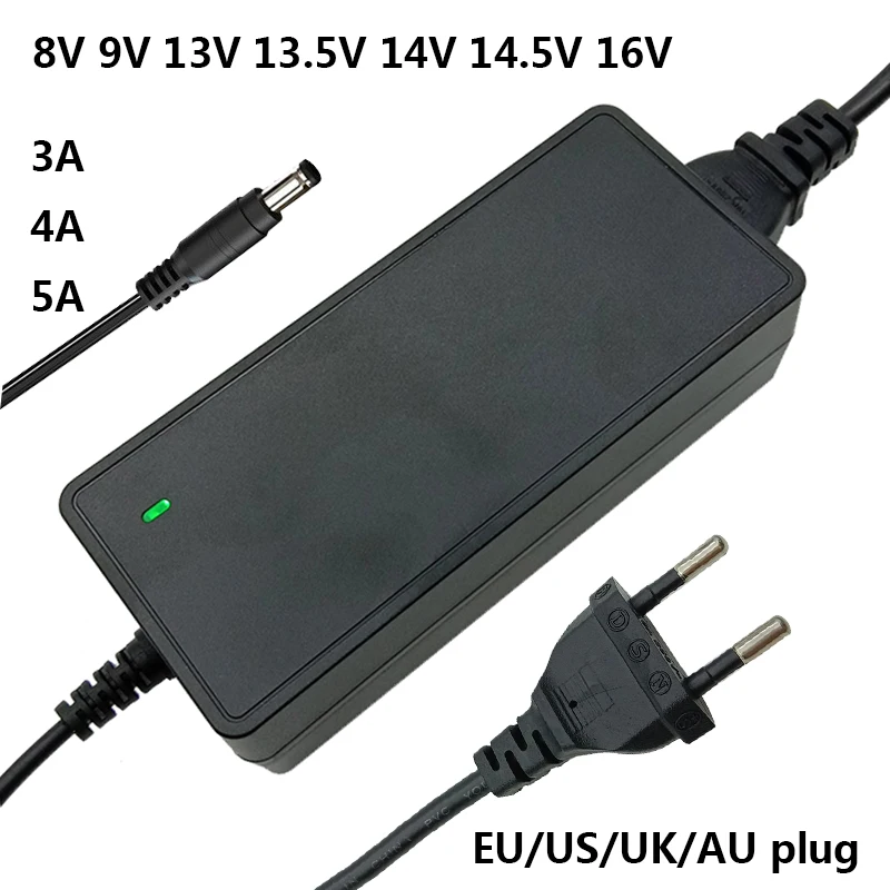 

8V 9V 13V 13.5V 14V 14.5V 16V 3A 4A 5A Power Supply Swich 16 Volt Adapter 3000mA Universal AC DC Adaptor Transformer DC5.5*2.5mm