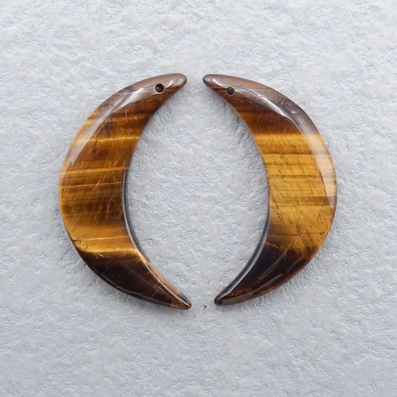 

Fashion Tiger Eye Earring,Handmade Moon Shape Natural Stone Earrings Pairs,Semi-Finished Product Jewelry,33x10x4mm,5.4g