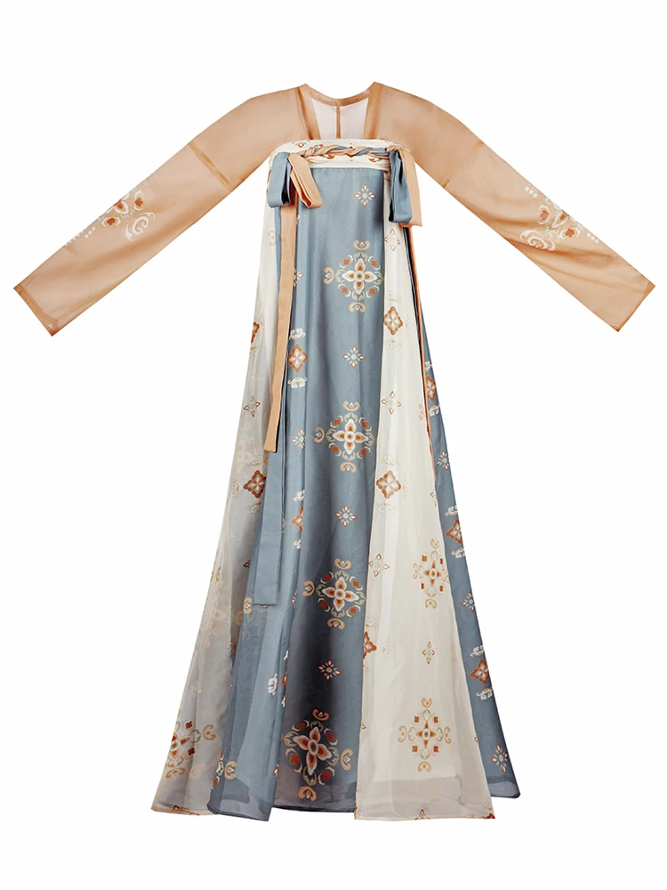 [Detestation]Autumn Pool Hanfu Tang made one piece chest length tattered skirt print restoration women's non ancient clothing