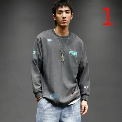 

Мужская хлопковая футболка с длинными рукавами, новинка 2023, трендовая мужская приталенная Корейская версия красивой одежды