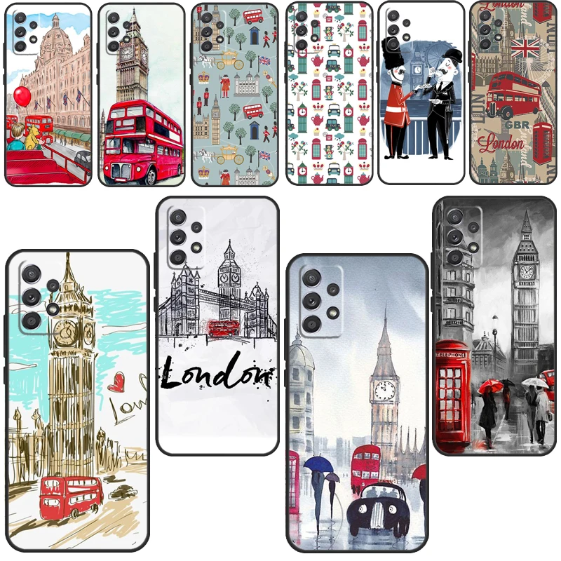 Мягкий чехол London Red Bus Big Ben для Samsung Galaxy A32 A52 A72 A12 A42 A40 A50 A70 A03S A21S A52S A71 A51, чехол