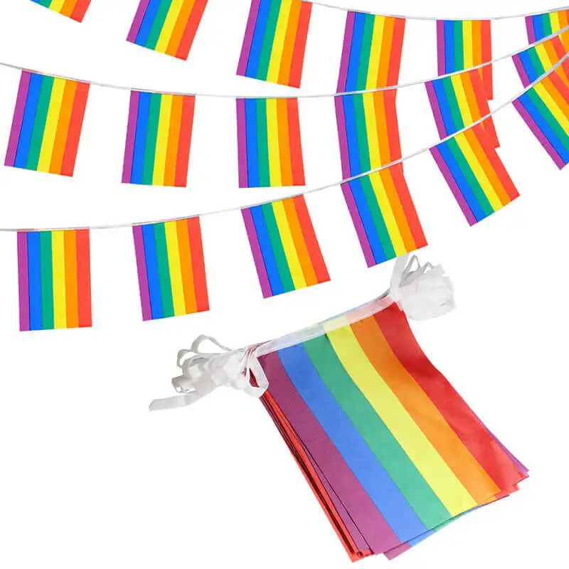 

26Fts 14x21cm 25 pcs Gay Pride String Flag Rainbow Bunting