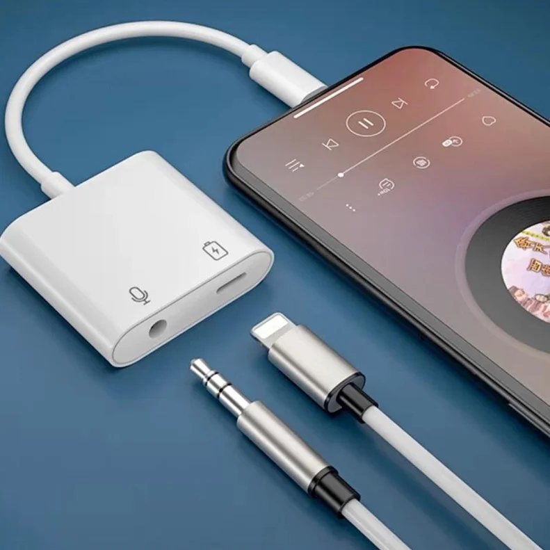 

Cabo Adaptador Carrega Fone Duplo P2 IPhone 7 8 X 11pro Max 2 In 1(Lighting + P2 3.5mm)
