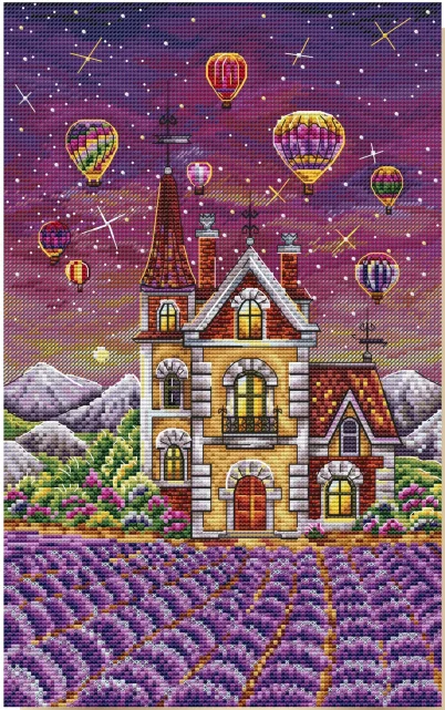 

Lavender House 30-43 Embroidery DIY 14CT Unprinted Arts Cross stitch kits Set Cross-Stitching Home Decor