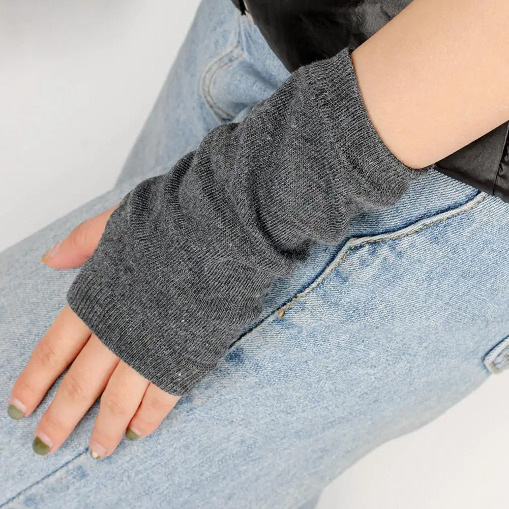 

1 пара высокоэластичные полуварежки в уличном стиле с большими пальцами вязаные крючком полосатые рукавицы с принтом на запястье для коспл...