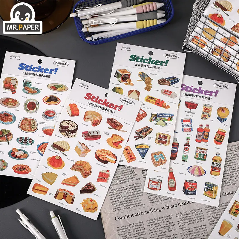 

Mr. Paper 1pc Cartoon Stickers Delicious Food Series Seasoning Printing Stickers Handbook Decoration DIY Stationery Art Supplies