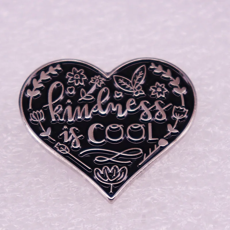 

Kindness Is a Cool Kind of Heart Jewelry Gift Pin Fashionable Creative Cartoon Brooch Lovely Enamel Badge Clothing Accessories