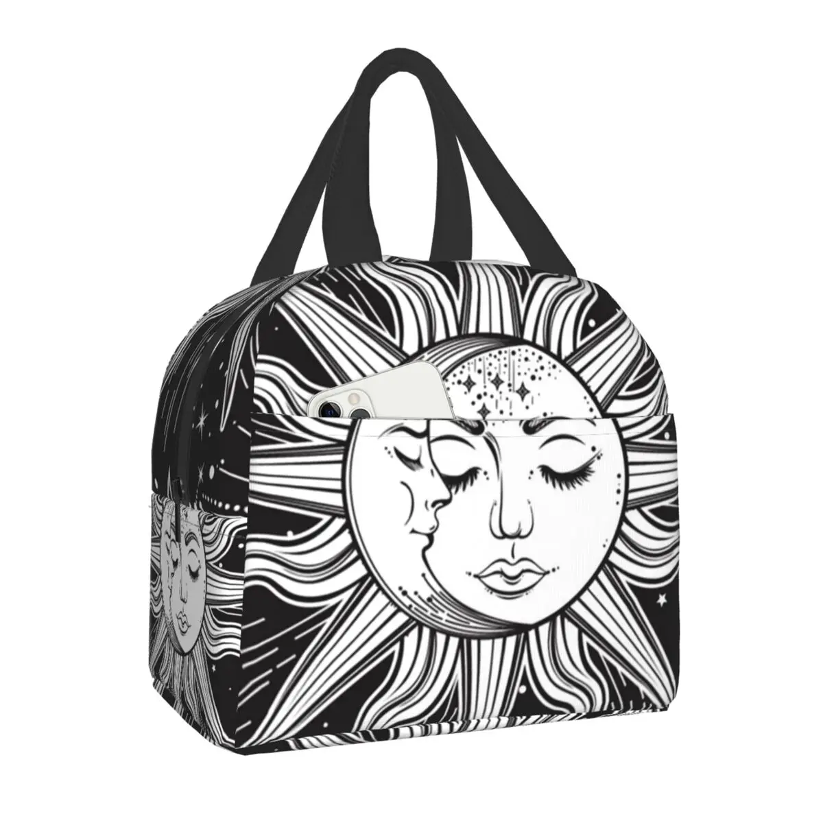 

Изолированная сумка для обеда с изображением черепа Дамаска для женщин, перезаряжаемая, Хэллоуин, ведьма, Готическая, оккультная, Термосумк...