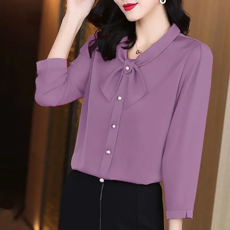 

Nine-point sleeve shirt female 2022 spring new high-grade temperament shirt qi aggravated large size women's wild blouse tops