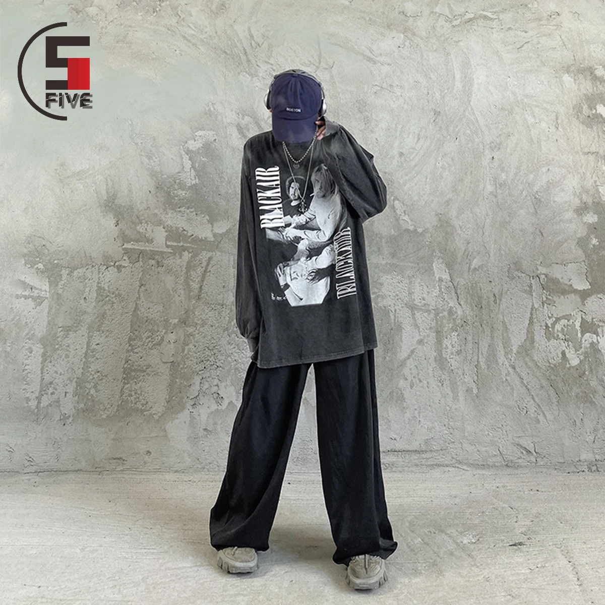 

Character Print T Shirt Men Washed Retro Hip Hop Rock Casual Cotton Long Sleeve TShirts Spring O-Neck Harajuku Street Unisex Tee