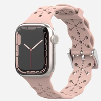 lace silicone strap for apple watch band 45mm 41mm 44mm 42mm 40mm 38mm breathable bracelet band for iwatch series 7 6 5 4 3 se