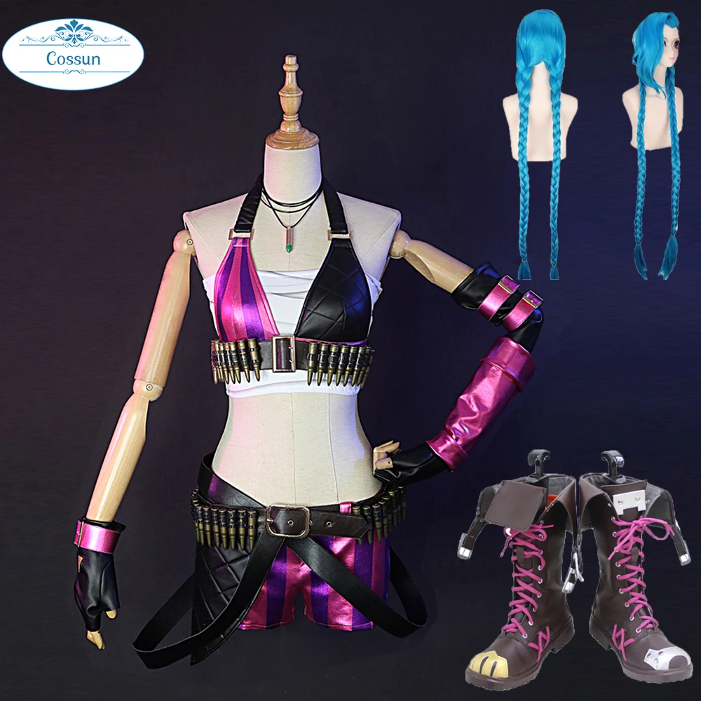 

LoL Arcane Jinx Cosplay Costume Uniform Outfits With Wig And Shoes Halloween Carnival Suit women role play 2022 sexy