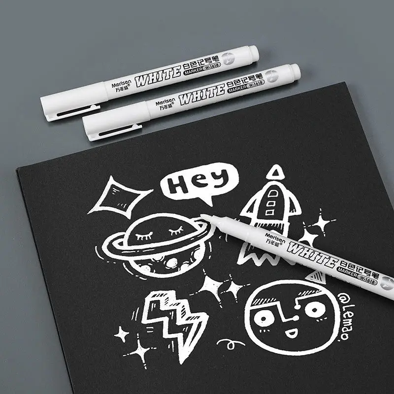 

6Pcs White Art Marker Pens Set Oily Based Metal Tire Pen Greeting Card Waterproof School Supplies Stationery Permanent Pen