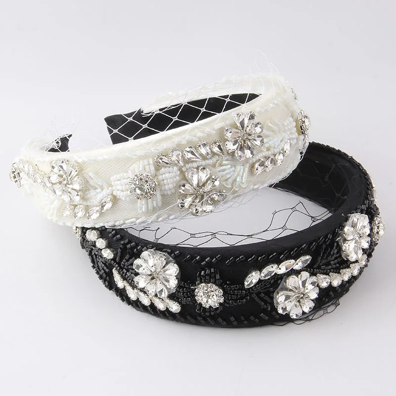 

Fancy New Fashion Light Luxury Elegant Sponge Beads Inlaid Rhinestones Flower Personalized Headband Ladies Bridal Headwear 866