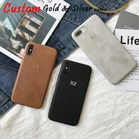 custom gold silver initial name luxury retro pu leather phone case for iphone 13 12 11 pro x xr xs max 7 8 plus soft phone cover
