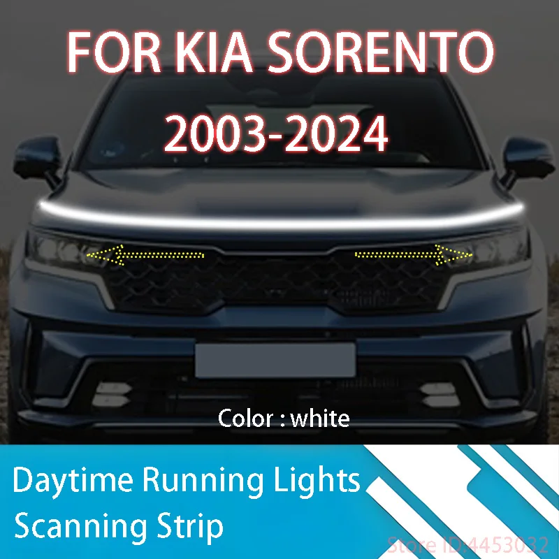 

ДЛЯ Киа Соренто 2003-2024 Новое обновление светодиодных дневных ходовых огней, сканирование запуска капота автомобиля, направляющая DRL, декоративная лампа окружающего света 12 В